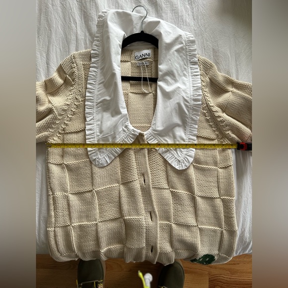 GANNI smiley graphic oversized collard cardigan never worn size large